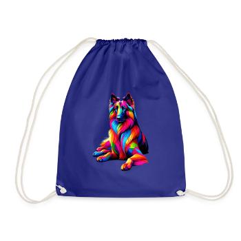 Colorful Splash Art Belgian Sheepdog Groenendael - Drawstring Bag - royal blue - Front