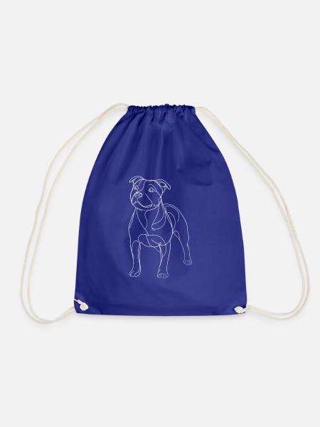 Line Art Staffordshire Bullterrier Staffy - Turnbeutel - Königsblau