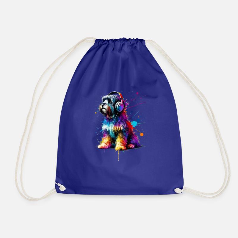 Bunte Splash Art Kopfhörer Tibetan Terrier - Turnbeutel - Königsblau