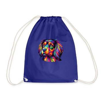 Colorful Pop Art Small Munsterlander - Drawstring Bag - royal blue - Front
