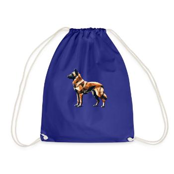 Geometric Art Belgian Malinois Belgian Shepherd - Drawstring Bag - royal blue - Front