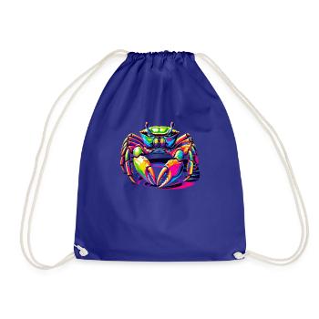 Colorful Pop Art Crab Crabs - Drawstring Bag - royal blue - Front