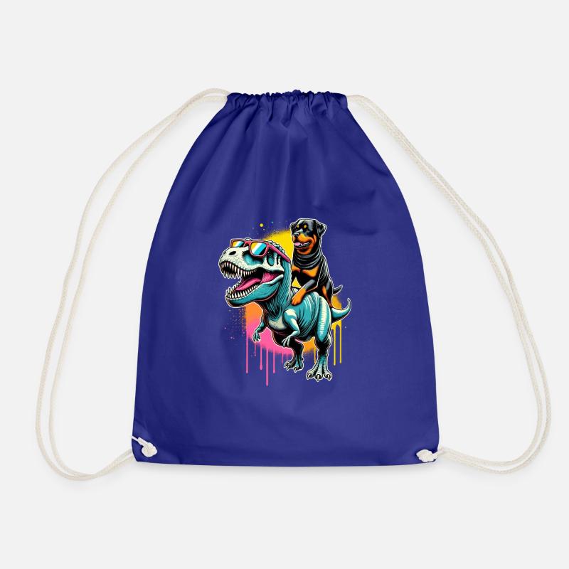 Splash Art Dinosaur T-Rex Rottweiler Tyrannosaurus - Drawstring Bag - royal blue