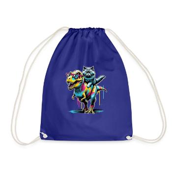 Pop Art Dinosaure T-Rex Chat Sibérien - Sac de sport léger - bleu roi - Devant