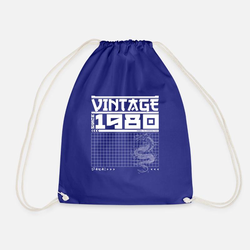 Samurai Spirit Born 1980 - Vintage Dragon 45th - Drawstring Bag - royal blue