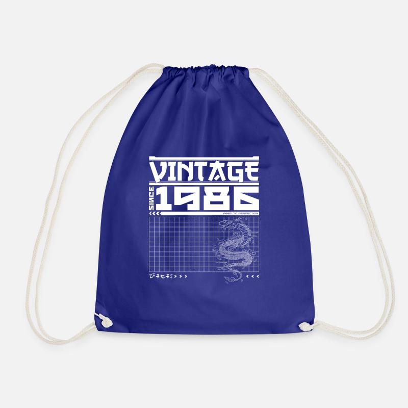 Samurai Power Since 1986 - 39th Birthday Dragon - Drawstring Bag - royal blue