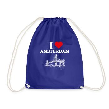 I love Amsterdam Niederlande Golden Gate Bridge Wortspiel - Turnbeutel - Königsblau - Vorne
