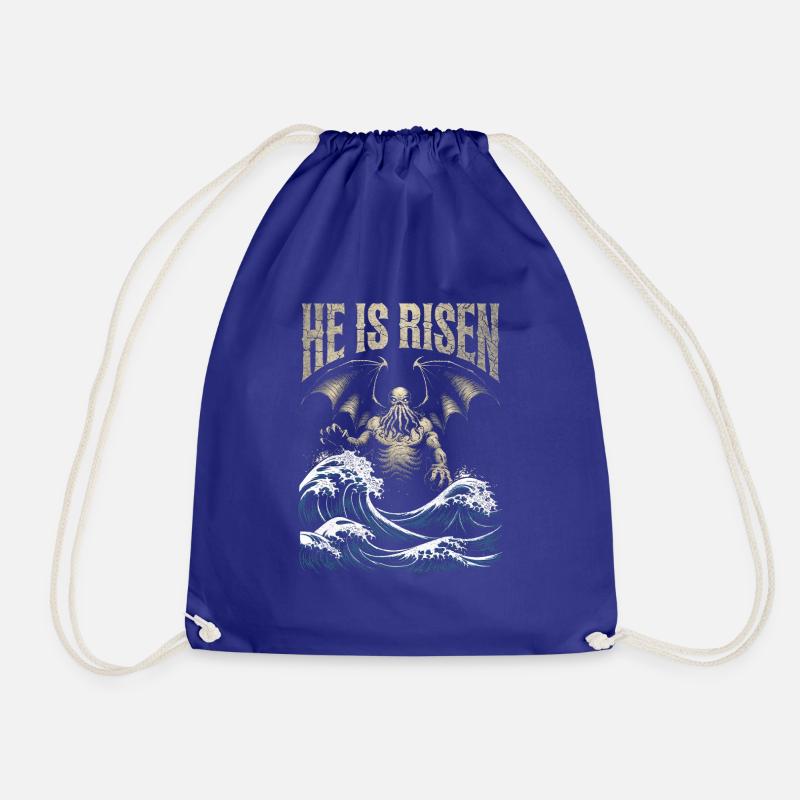 Cthulhu, He Is Risen, Vintage Cthulhu - Drawstring Bag - royal blue