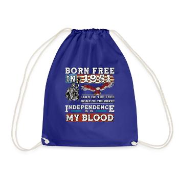 Born Free in 1951 - 74 Years of American Strength - Drawstring Bag - royal blue - Front