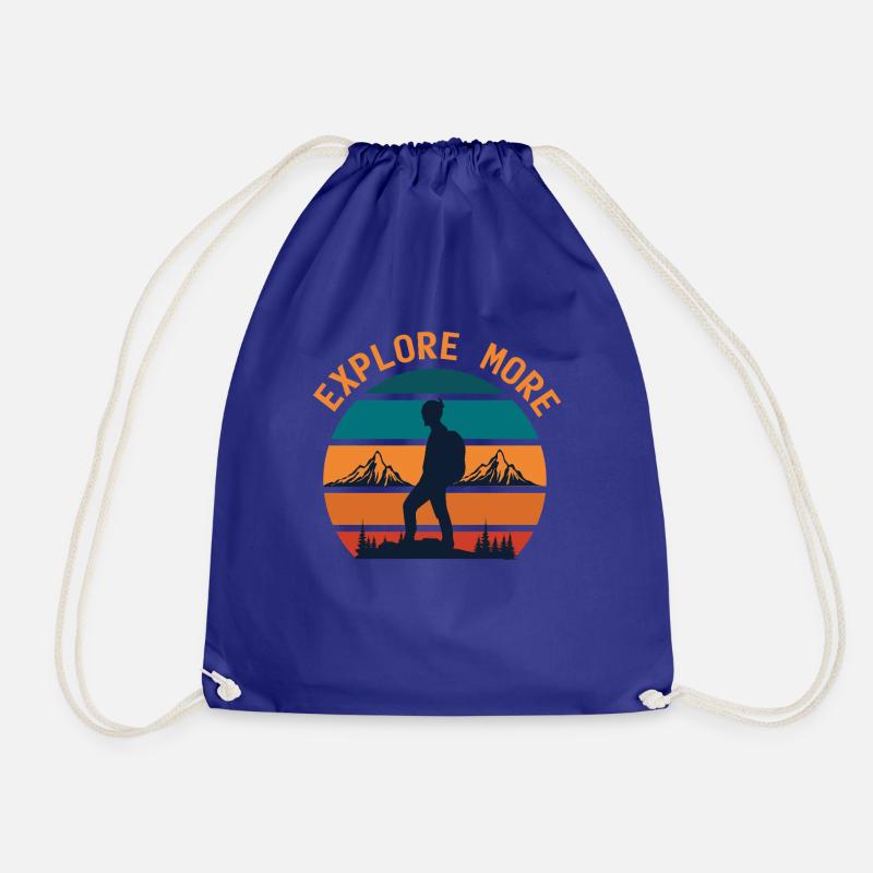 Explore More Retro Hiking Design - Drawstring Bag - royal blue