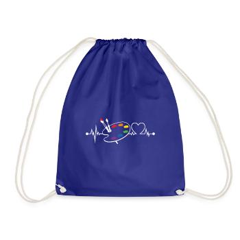 Painting Drawing Art Brush Painter Heartbeat - Drawstring Bag - royal blue - Front