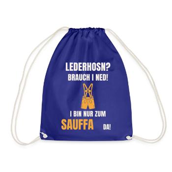 Lederhosn Brauch i ned - Sauffa Spruch Tracht - Turnbeutel - Königsblau - Vorne