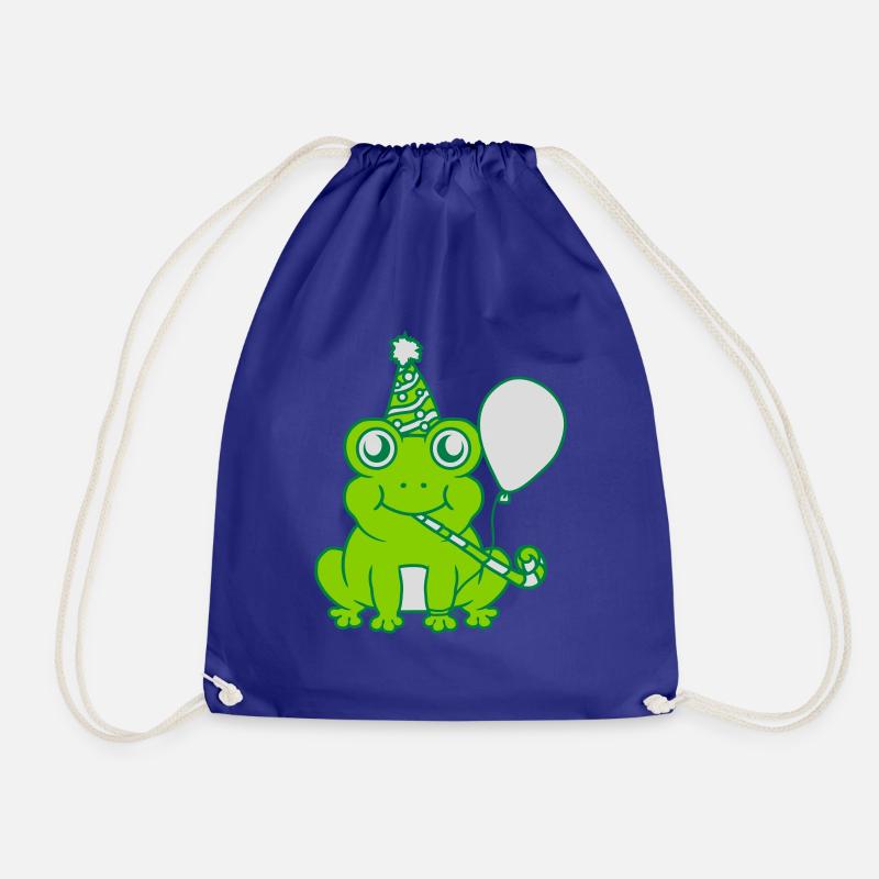 Geburtstag feiernder kleiner Frosch - Turnbeutel - Königsblau