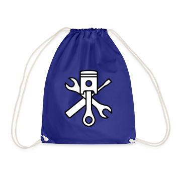 Pistons and tools 2c (+ your text) - Drawstring Bag - royal blue - Front