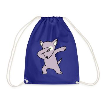 dog dabbing 02 - Drawstring Bag - royal blue - Front