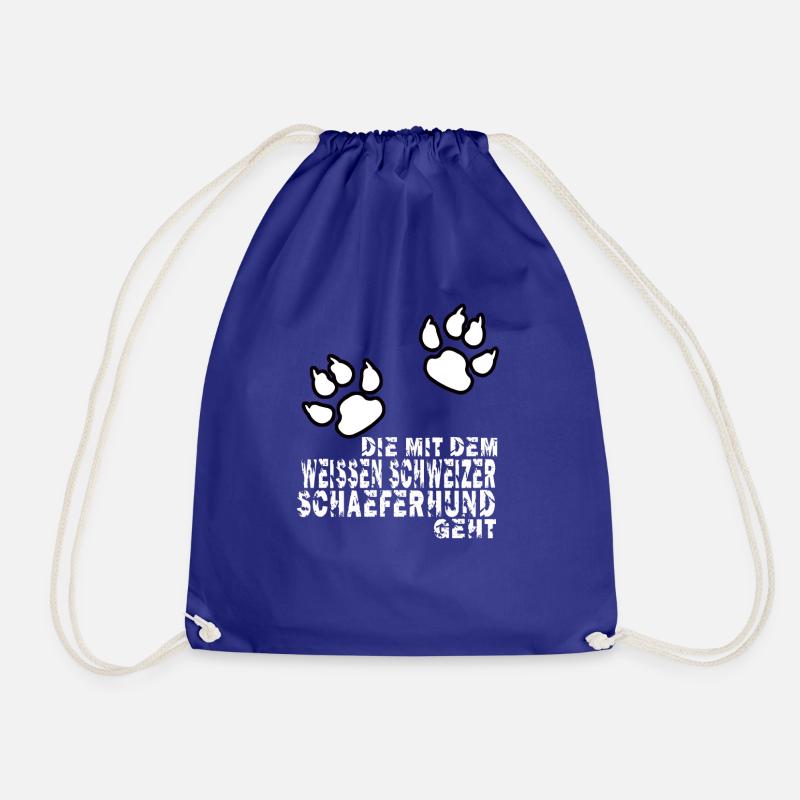 die mit dem weissen schweizer schaeferhund geht - Turnbeutel - Königsblau