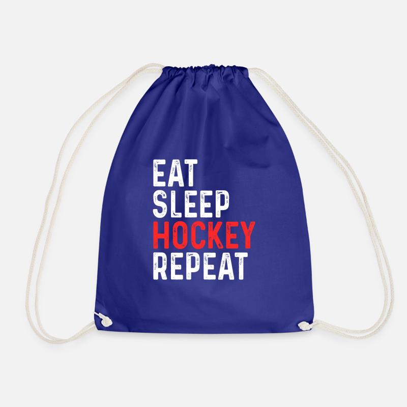 Eat Sleep Hockey Repeat - Drawstring Bag - royal blue