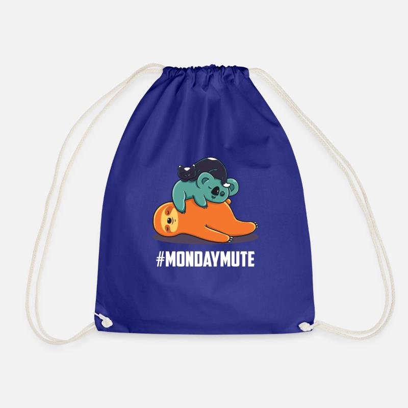 Lazy sloth koala funny gift monday - Drawstring Bag - royal blue