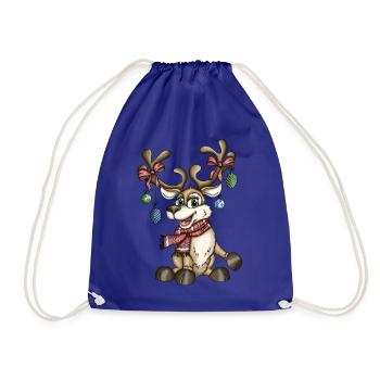 Reindeer Rudi version 2 - Drawstring Bag - royal blue - Front