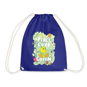 Looney Tunes Tweety Peace Love Green Design - Drawstring Bag - royal blue - Front