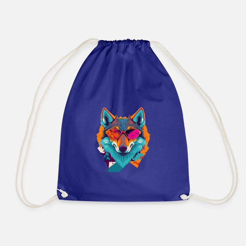 Retro Wolf Revolt - Drawstring Bag - royal blue