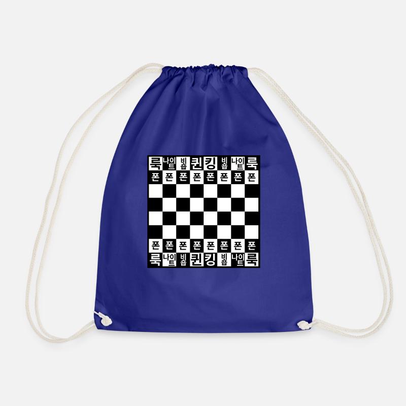 Chessboard with background (Korean) - Drawstring Bag - royal blue