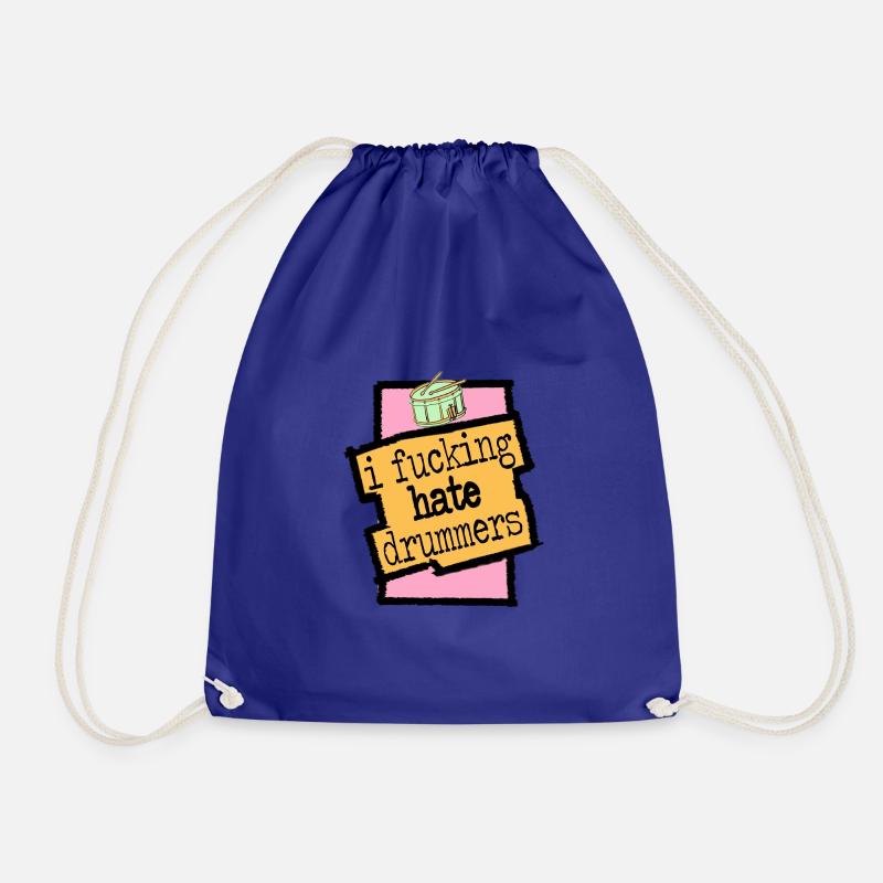 I hate drummers cartoon - Drawstring Bag - royal blue