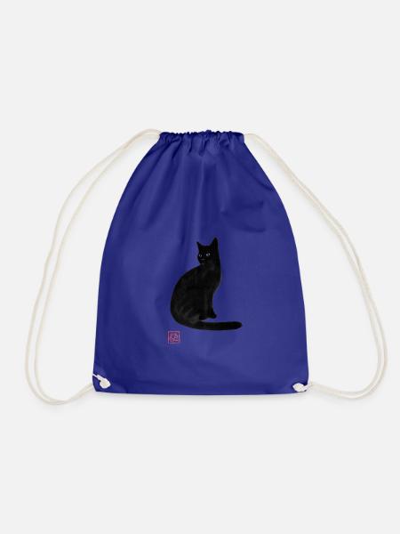 schwarze Katze - Turnbeutel - Königsblau