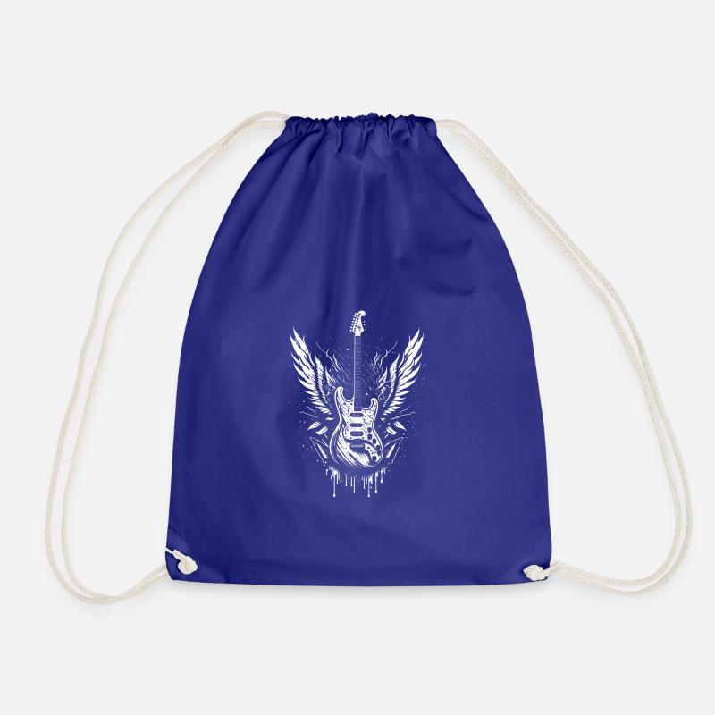 Winged Guitar - Drawstring Bag - royal blue