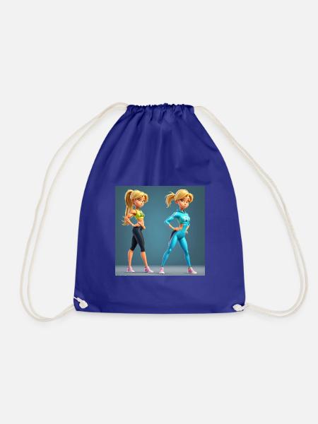 3D Animation Style Beautiful girl fitness trainer - Turnbeutel - Königsblau