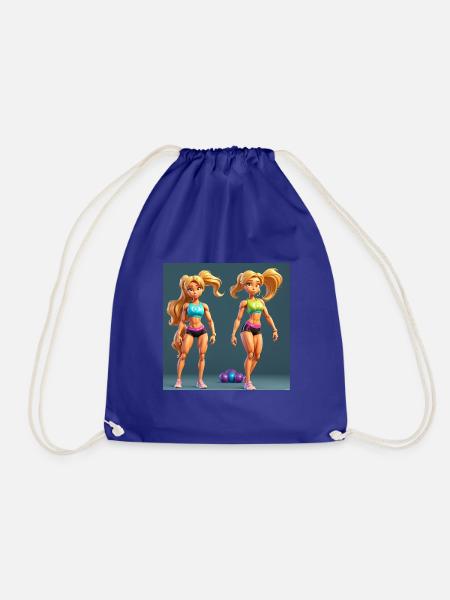 3D Animation Style Beautiful girl fitness trainer - Turnbeutel - Königsblau