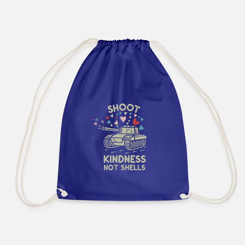 Minimalistisches Design "Shoot Kindness, Not Shells" - Turnbeutel - Königsblau