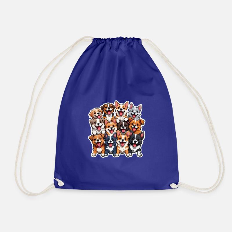 Happy Dogs Collage - Drawstring Bag - royal blue
