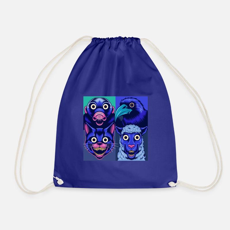 Pop Art Raven Sheep Cat Mole Halloween Animals - Drawstring Bag - royal blue