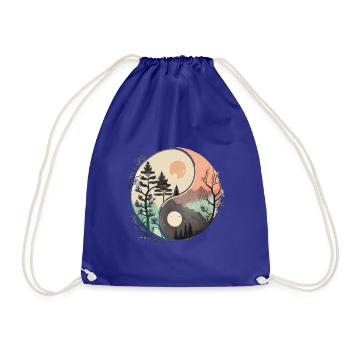 Ying Yang - Mountains / Beach - Drawstring Bag - royal blue - Front