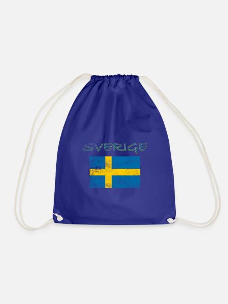 Sverige Flagge Used Look Sweden Flag - Turnbeutel - Königsblau