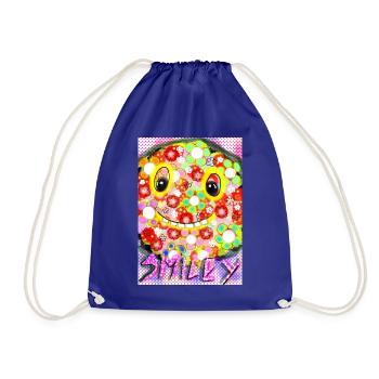 Bunte Pixel-Silhouette mit Smile - Turnbeutel - Königsblau - Vorne