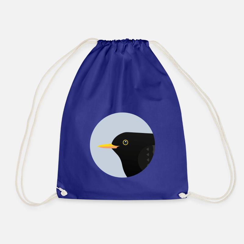 Blackbird Bird / Portrait - Drawstring Bag - royal blue
