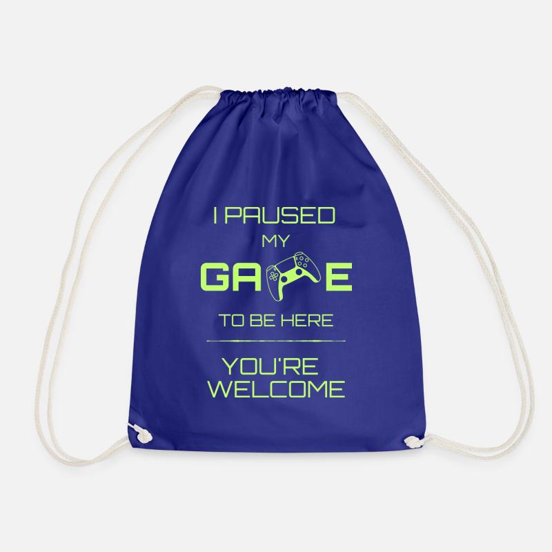 I paused my game Lime - Drawstring Bag - royal blue
