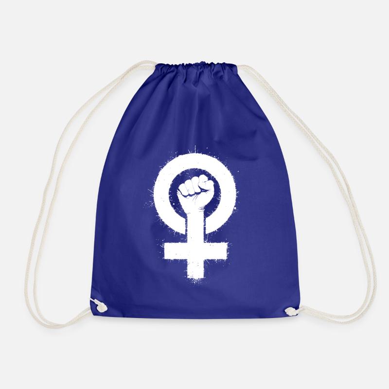 FEMINISM LOGO white - Drawstring Bag - royal blue