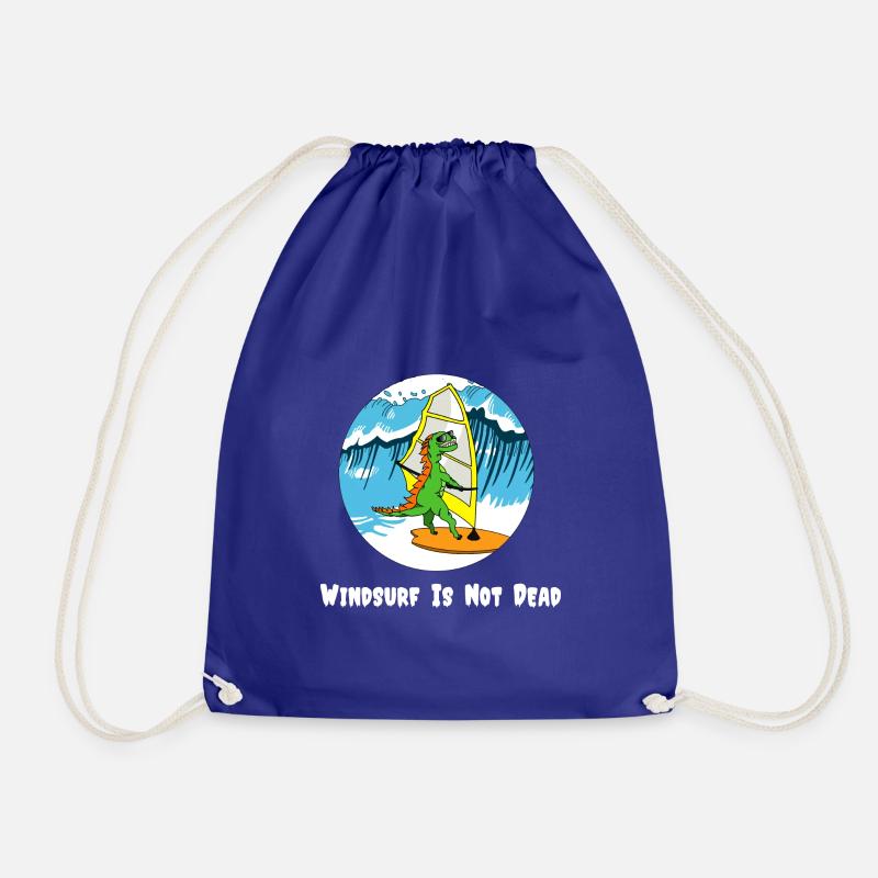 Wave spoke white - Drawstring Bag - royal blue