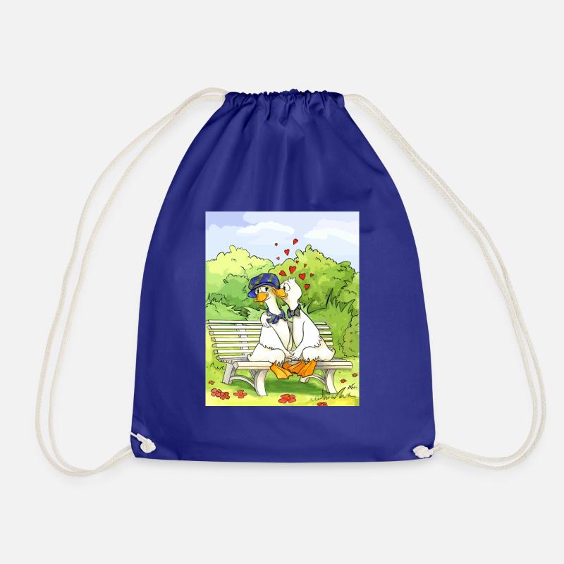 Ducks in the park - Drawstring Bag - royal blue