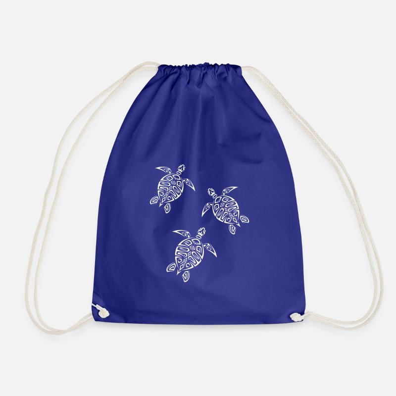 Three white turtles - Drawstring Bag - royal blue