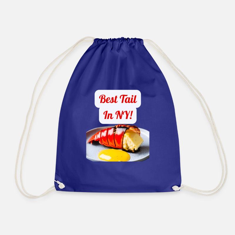 Funny Lobster design "Best Tail in NY!" - Drawstring Bag - royal blue