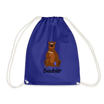 Bär Sauber Geschenk Geschenkidee Sport Lappen - Turnbeutel - Königsblau - Vorne