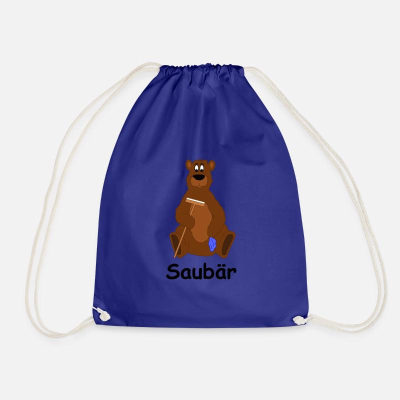 Bär Sauber Geschenk Geschenkidee Sport Lappen - Turnbeutel - Königsblau