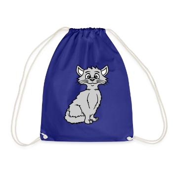 Pretty Cat Looking Happy Cheerful Smiling - Drawstring Bag - royal blue - Front