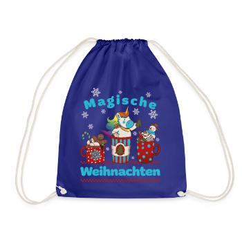 Einhorn - Magische Weihnachten - Kinder Mädchen - Turnbeutel - Königsblau - Vorne