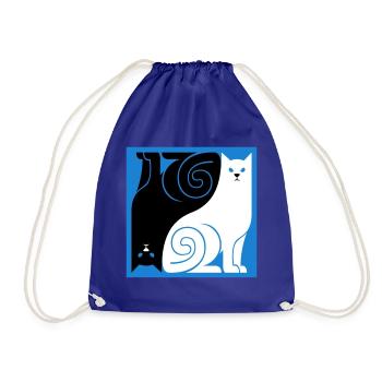 Schwarze Katze Weiße Katze - Turnbeutel - Königsblau - Vorne