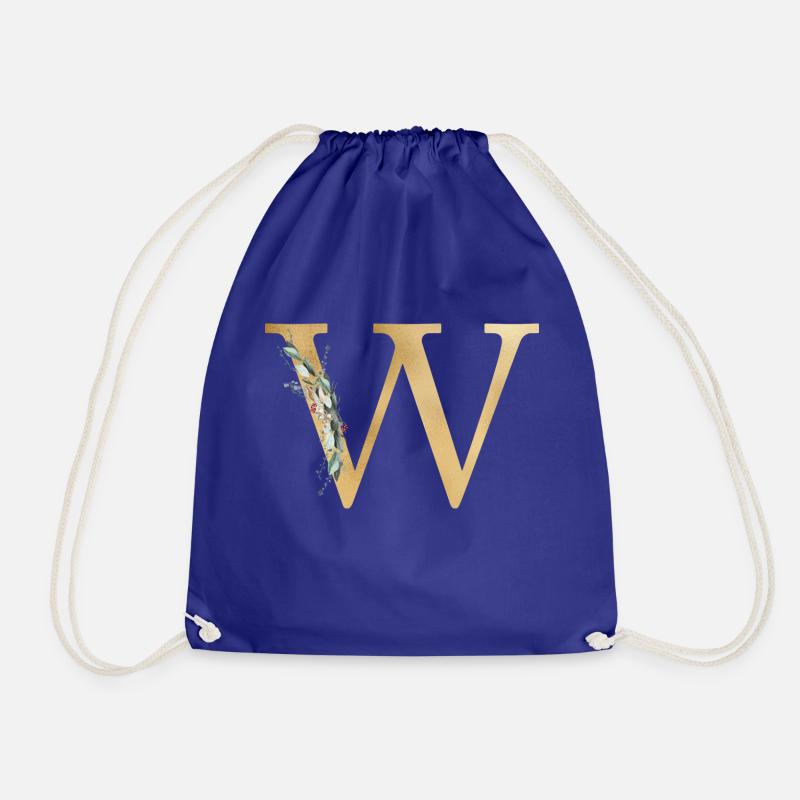 Customizable Monogram W - Drawstring Bag - royal blue